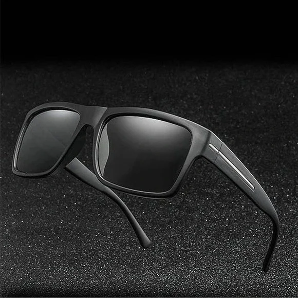 Mens Rectangular Sunglasses Polarized Driving Fishing Shades‎ Black Outdoor Work - Picture 3 of 13